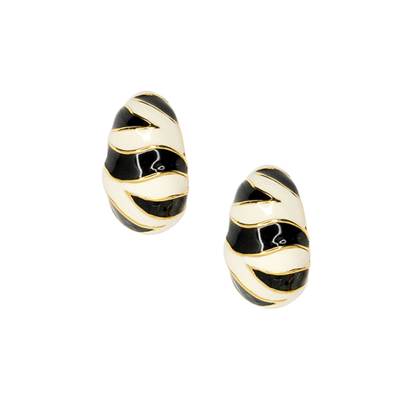 kenneth jay lane Tiger Stripe Pierced or Clip Earrings