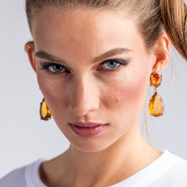 Kenneth Jay Lane Topaz And Silver Teardrop Earrings