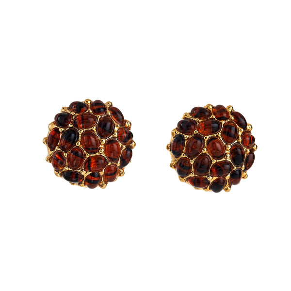 kenneth jay lane Tortoise Oval Button Clip Earrings