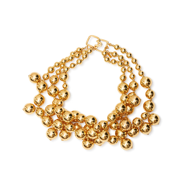 kenneth jay lane Triple Row Polished Gold Bead Necklace