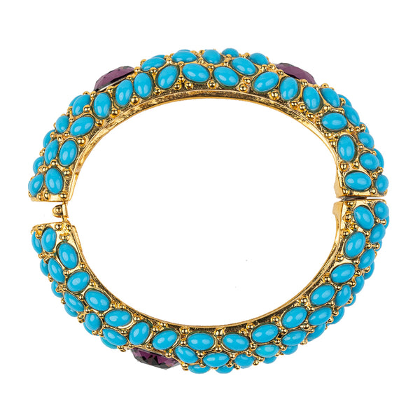Kenneth Jay Lane Turquoise & Amethyst Hinged Bracelet
