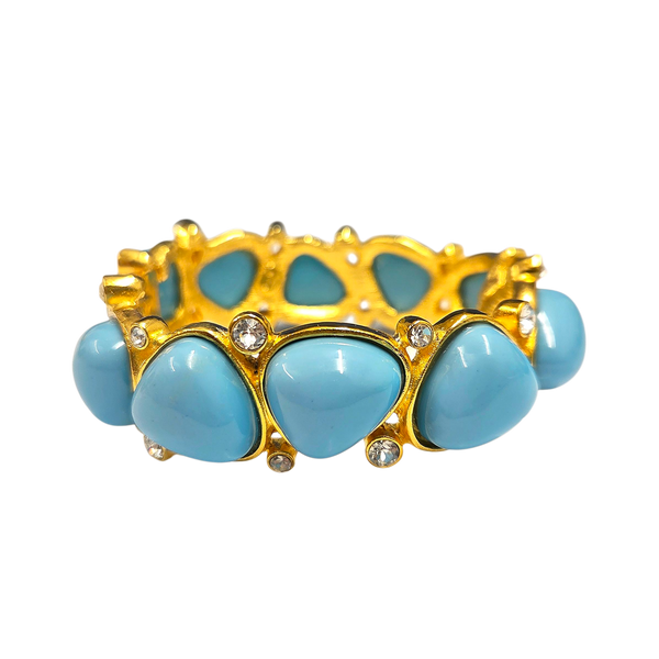 kenneth jay lane Turquoise and Crystal Hinged Bracelet