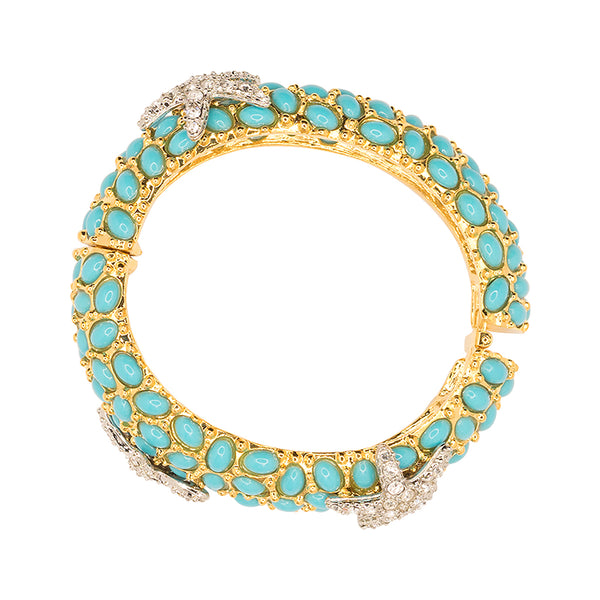 Kenneth Jay Lane Turquoise And Crystal Starfish Bracelet