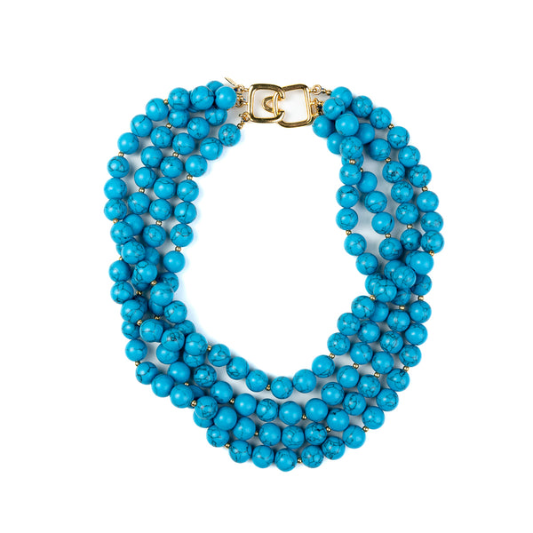 kenneth jay lane Turquoise Beads with Gold Spacers Necklace