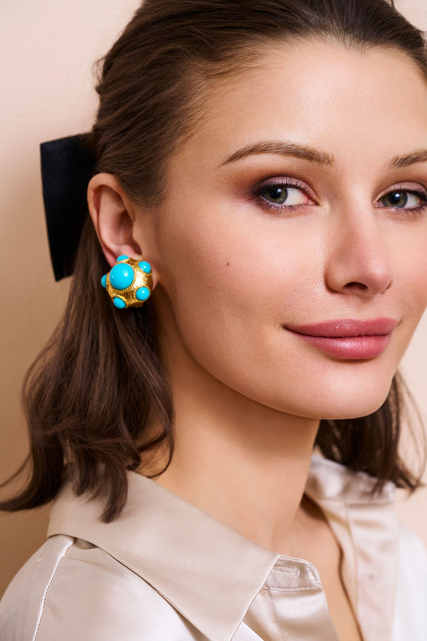 Kenneth Jay Lane Turquoise Cabochon Clip-On Earrings