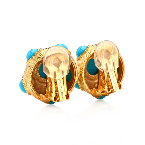 Kenneth Jay Lane Turquoise Cabochon Clip-On Earrings