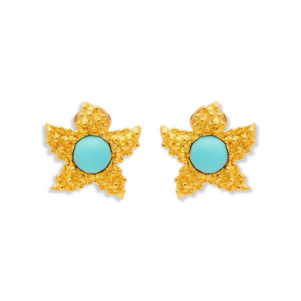 kenneth jay lane Turquoise Center Starfish Clip Earrings