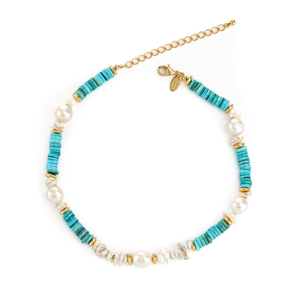 kenneth jay lane Turquoise Chips Strand Pearl Necklace