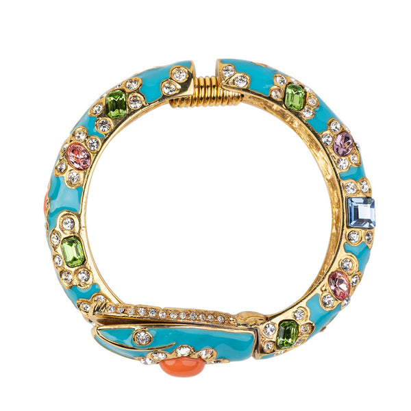 Kenneth Jay Lane Turquoise Multicolored Stone Snake Bracelet