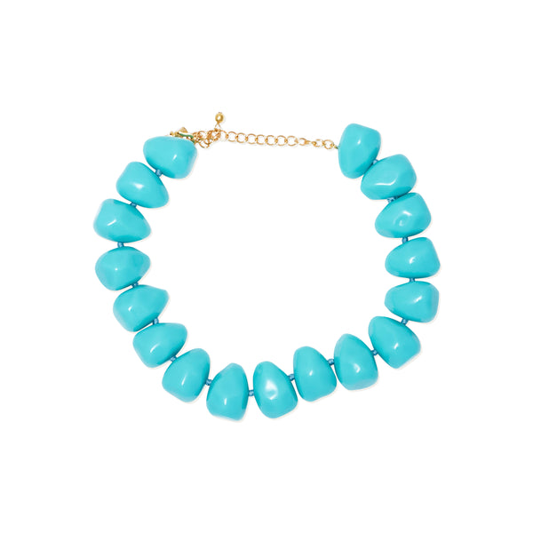 kenneth jay lane Turquoise Pebble Hand Knotted Necklace