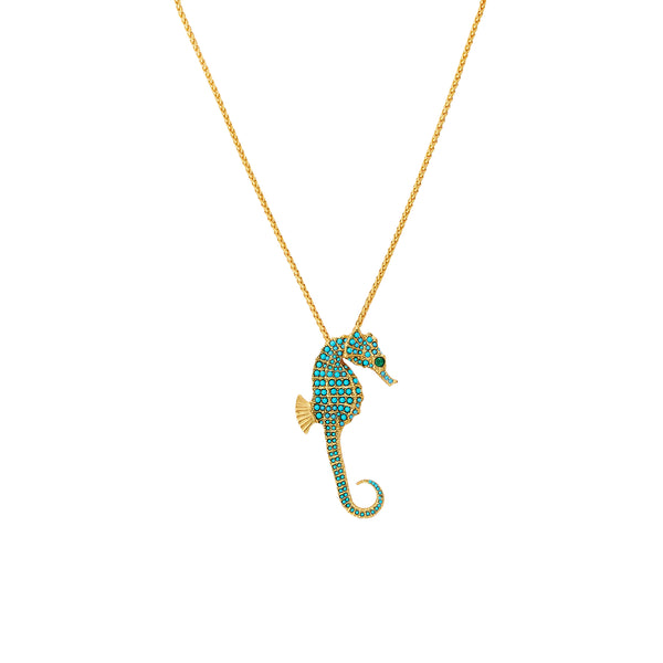 kenneth jay lane Turquoise Seahorse Pendant Necklace