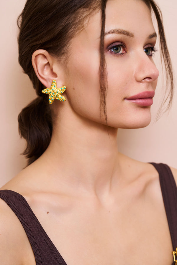 Kenneth Jay Lane Turquoise Starfish Clip-On Earrings