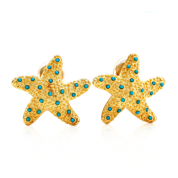 kenneth jay lane Turquoise Starfish Clip-On Earrings