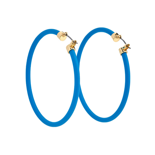 Kenneth Jay Lane Turquoise Thin Hoop Pierced Earrings