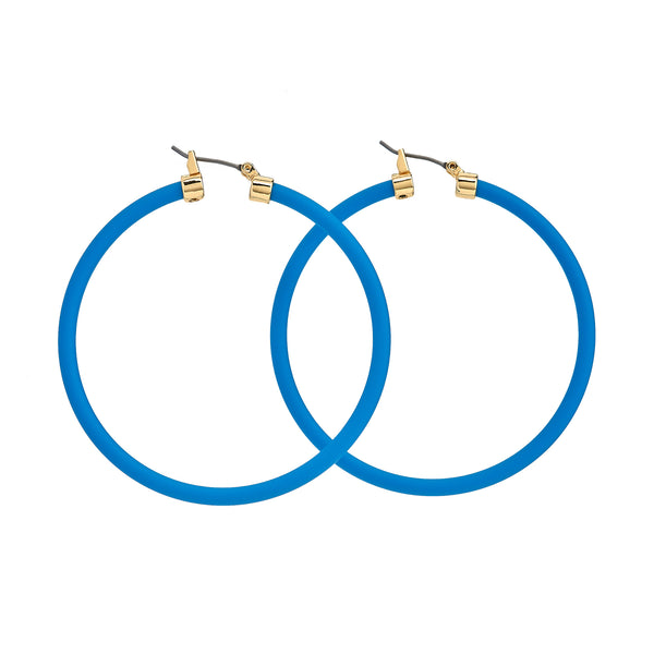 kenneth jay lane Turquoise Thin Hoop Pierced Earrings