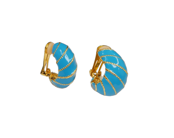 kenneth jay lane Turquoise Twist Rope Hoop Clip Earring