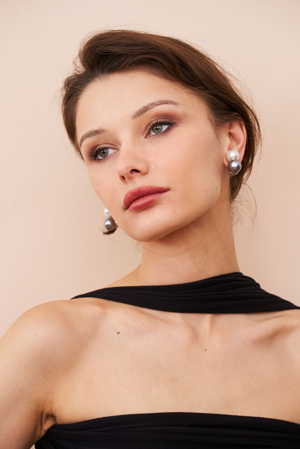 Kenneth Jay Lane Two-Tone Double Pearl Clip-On Earrings