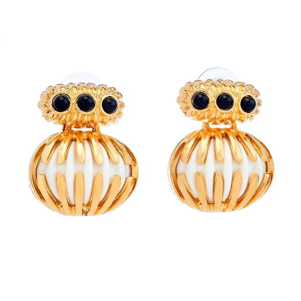 kenneth jay lane Vintage Black & White Pierced Earrings