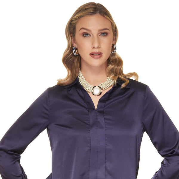 kenneth jay lane Vintage Eight Row Pearl Center with Pearl Center Clasp Necklace