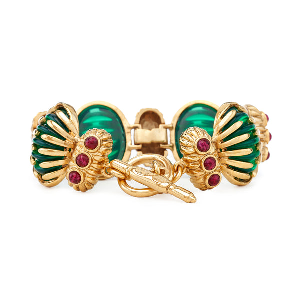 Kenneth Jay Lane Vintage Emerald & Ruby Toggle Bracelet