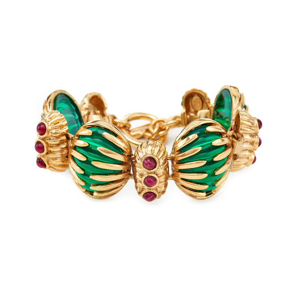 kenneth jay lane Vintage Emerald & Ruby Toggle Bracelet