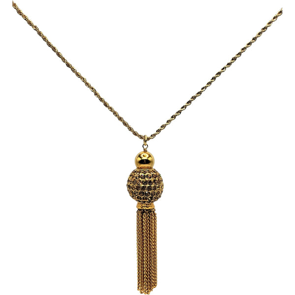 kenneth jay lane Vintage Gold with Topaz Disco Ball Tassel Necklace