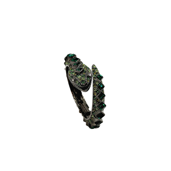 kenneth jay lane Vintage Gunmetal & Emerald Snake Bracelet