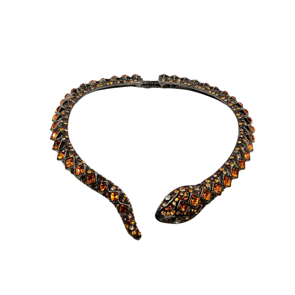 kenneth jay lane Vintage Gunmetal & Topaz Snake Collar Necklace