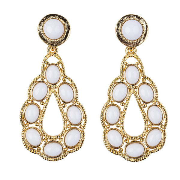 kenneth jay lane White Cabochons Teardrop Shape Earring