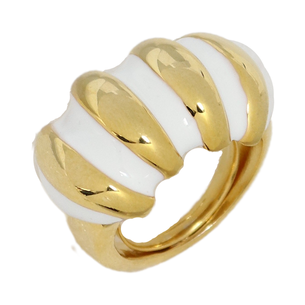 kenneth jay lane White Enamel Shrimp Adjustable Ring