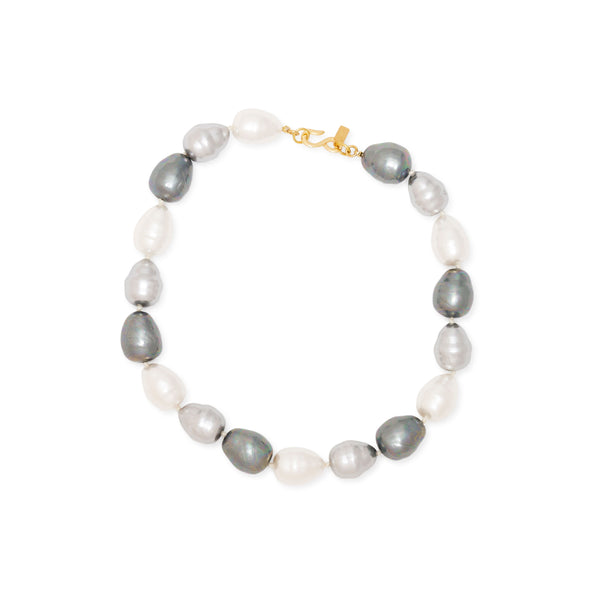 kenneth jay lane White & Grey Baroque Pearl Gold Necklace