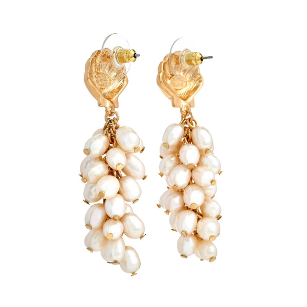 Kenneth Jay Lane White Pearl Cluster Shell Earrings