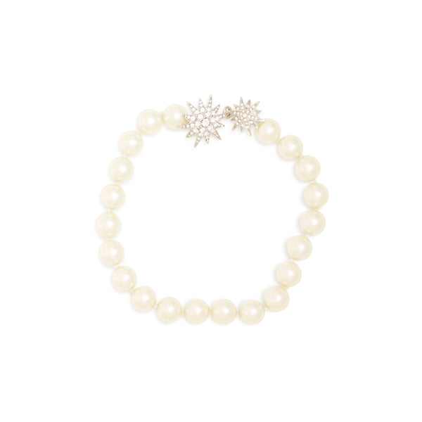 kenneth jay lane White Pearl & Rhodium Starburst Necklace