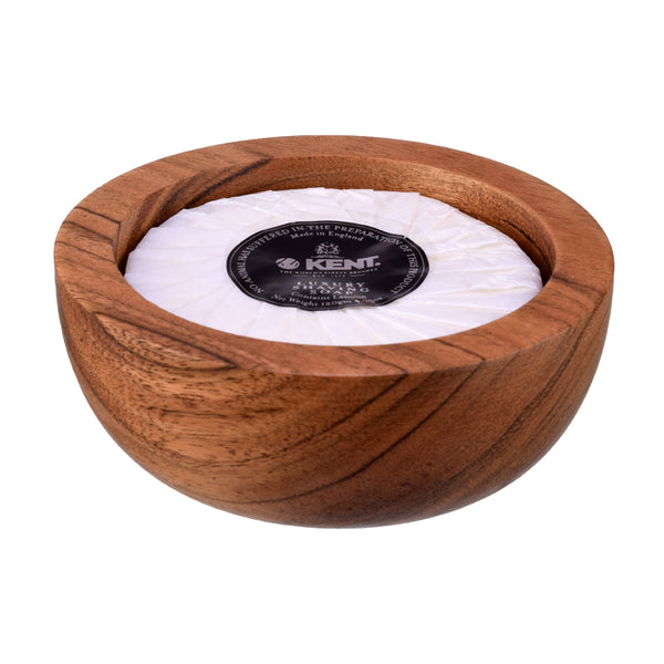 Kent Brushes Dark Wood Shaving Bowl With Luxury Shaving Soap