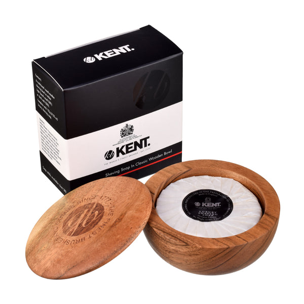 kent brushes Dark Wood Shaving Bowl with Luxury Shaving Soap