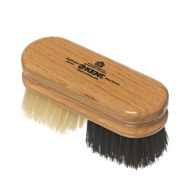 kent brushes Finest Pure Black and White Bristle Duo Applicator Shoe Brush