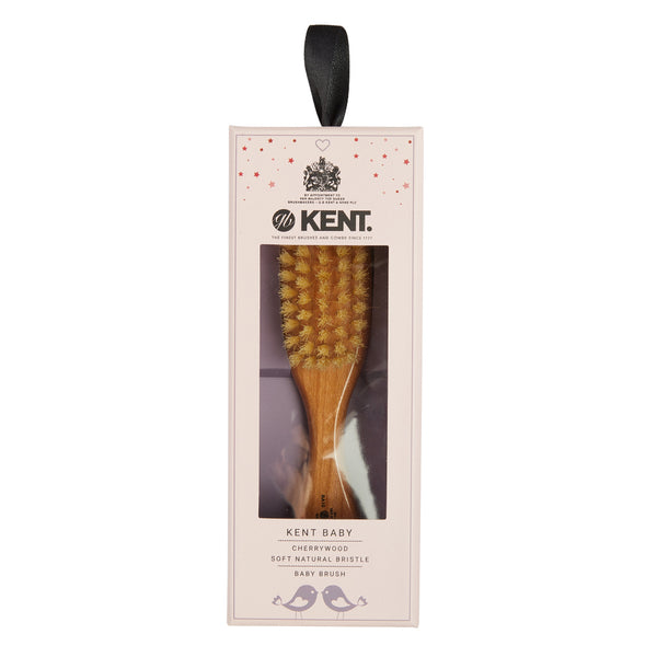 kent brushes Finest Soft Pure White Bristle Cherrywood Baby Brush