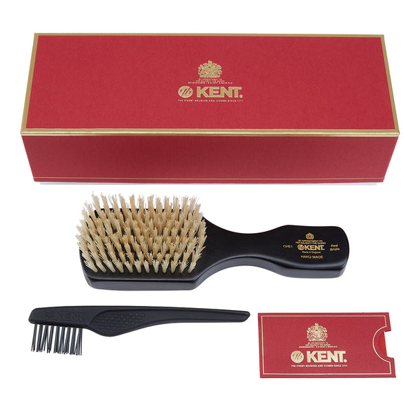 Kent Brushes Handmade Ebony Pure White Bristle Hairbrush