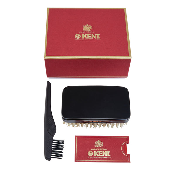 Kent Brushes Handmade Ebony Pure White Bristle Military Style Brush