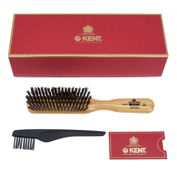 Kent Brushes Handmade Satinwood Pure Black Bristle Hairbrush
