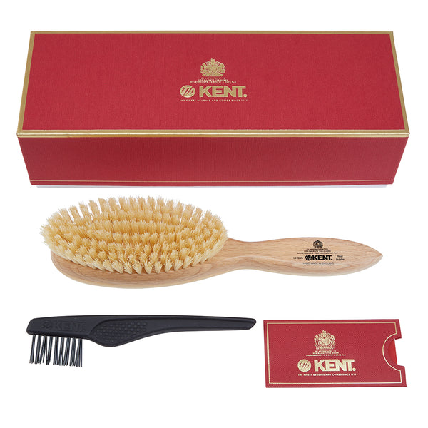 Kent Brushes Handmade Satinwood Pure Soft White Bristle Oval Hairbrush