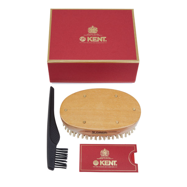 Kent Brushes Handmade Satinwood Pure White Bristle Military Style Brush