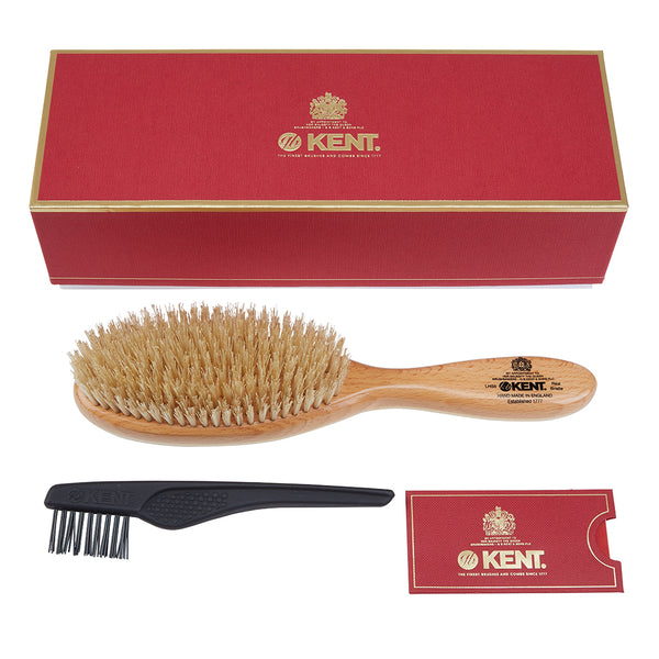 Kent Brushes Handmade Satinwood Pure White Bristle Oval Hairbrush