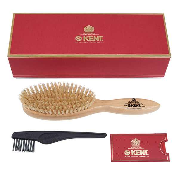 Kent Brushes Handmade Satinwood Pure White Bristle Oval Hairbrush