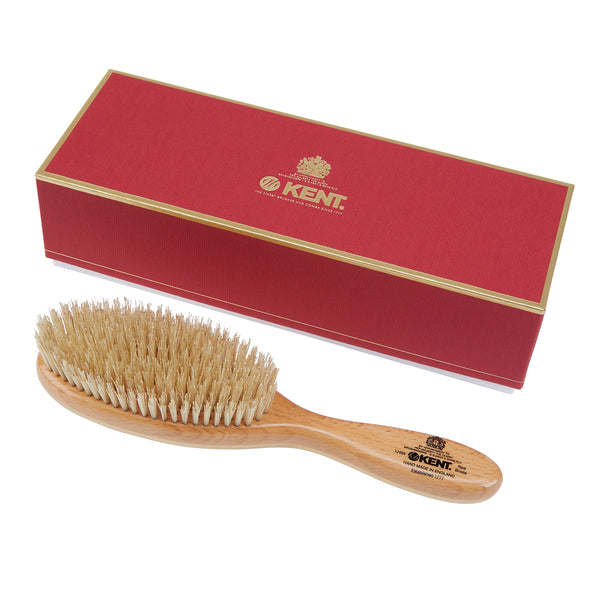 kent brushes Handmade Satinwood Pure White Bristle Oval Hairbrush