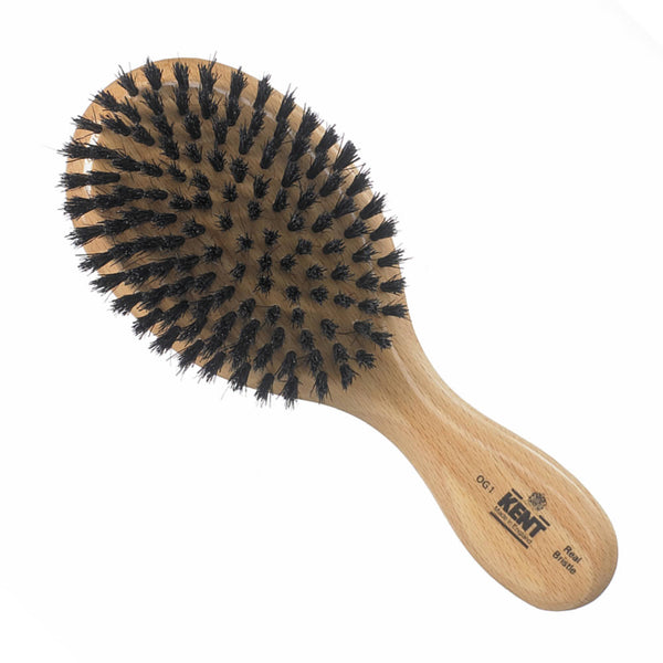 kent brushes Mens Finest Beechwood Pure Black Bristle Oval Club Brush