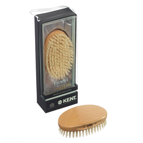 Kent Brushes Mens Finest Beechwood Pure White Bristle Oval Brush