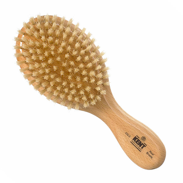 kent brushes Mens Finest Beechwood Pure White Bristle Oval Club Brush