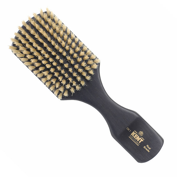 kent brushes Mens Finest Ebony Pure White Bristle Rectangular Club Brush