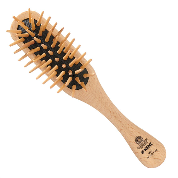 kent brushes Mini WoodyHog Small Beechwood Wooden Quill Hairbrush